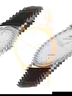 IWC, REF. 3563, 18K YELLOW GOLD 'PORTOFINO' DATE WATCH WITH IWC BUCKLE: IWC, REF. 3563, 18K YELLOW GOLD 'PORTOFINO' DATE WATCH WITH IWC BUCKLE Maker: International Watch Co. Model: Portofino Reference number: 3563 Serial number: 3463485 Year: Circa 2010s Case size: Approx