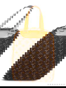 LOUIS VUITTON, MONOGRAM EXCURSION TRAVEL BAG: LOUIS VUITTON, MONOGRAM EXCURSION TRAVEL BAG Excursion Bag in monogram coated canvas and vachetta leather with gold-tone hardware. Double zipper closure and flat leather straps. Label: Louis Vuitton S
