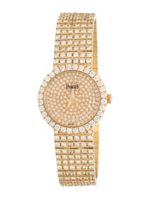 PIAGET, REF. 4354 18K YELLOW GOLD AND FACTORY DIAMOND WATCH