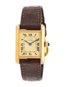 CARTIER, GOLD-PLATED STERLING SILVER 'MUST DE CARTIER TANK' WATCH