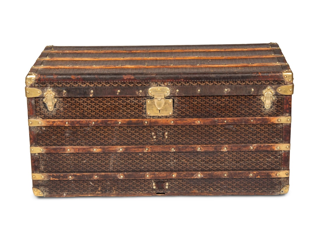 GOYARD, ANTIQUE GOYARDINE STEAMER TRUNK (1 of 5)