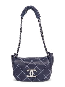 CHANEL, NAVY SURPIQUE SMALL FLAP BAG