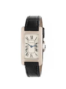 CARTIER, 18K WHITE GOLD 'TANK AMÉRICAINE WATCH, BOX & PAPERS: CARTIER, 18K WHITE GOLD 'TANK AM&#201;RICAINE WATCH, BOX &amp; PAPERS Maker: Cartier Model: Tank Am&#233;ricaine Reference number: 2489 Serial number: 83417SX Year: Circa 2010s Case size: Approx. 34 x