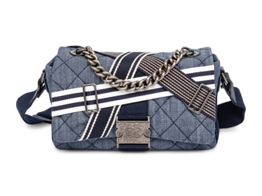 CHANEL, QUILTED DENIM CROSSBODY FLAP BAG