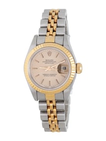 ROLEX, STAINLESS STEEL AND 18K YELLOW GOLD 'LADY-DATEJUST' WATCH, BOX & PAPERS