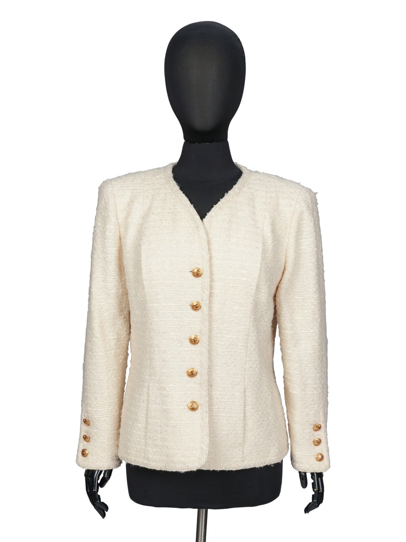 CHANEL, CREAM TWEED JACKET (1 of 4)