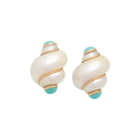 MAZ, TURQUOISE AND SHELL EARRINGS