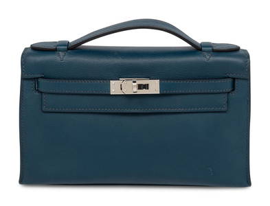 HERM&#200;S, DEEP BLEU KELLY POCHETTE