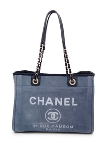 CHANEL, SMALL BLUE DEAUVILLE TOTE