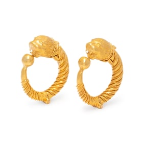 LALAOUNIS, YELLOW GOLD HOOP EARRINGS