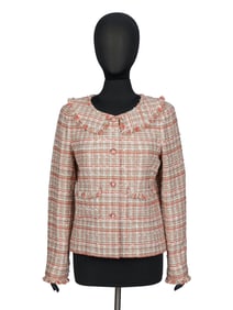 CHANEL, FRAYED TWEED CARDIGAN JACKET