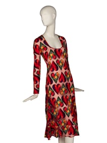 IMPORTANT GIANNI VERSACE DÉVORÉ JIM DINE HEART DRESS, FORMERLY OWNED BY GIANNI VERSACE, S/S 1997