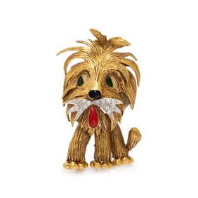 HAMMERMAN BROTHERS, ENAMEL AND DIAMOND DOG BROOCH