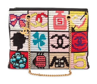 CHANEL, PRECIOUS SYMBOLS NEEDLEPOINT BAG