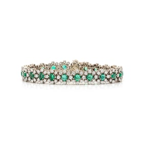 EMERALD, DIAMOND, AND WHITE GOLD BRACELET