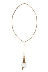 ART NOUVEAU, YELLOW GOLD LORGNETTE AND CHAIN