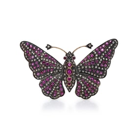 RUBY AND DIAMOND BUTTERFLY BROOCH
