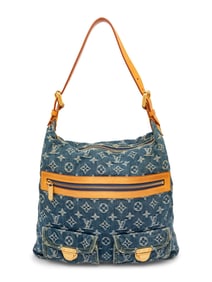LOUIS VUITTON, DENIM MONOGRAM BAGGY SHOULDER BAG