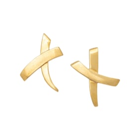TIFFANY & CO., PALOMA PICASSO, YELLOW GOLD 'GRAFFITI X' EARRINGS