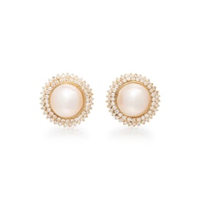 MABÉ PEARL AND DIAMOND EARRINGS