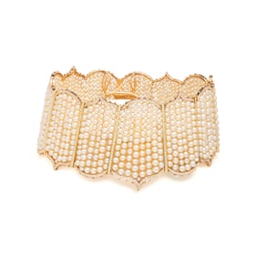 LUZ CAMINO, BICOLOR GOLD, CULTURED PEARL, AND DIAMOND CHOKER NECKLACE