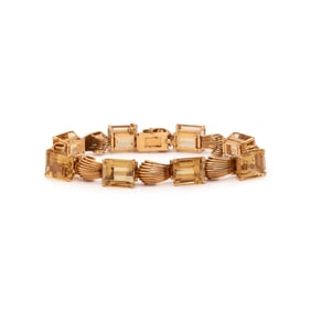 RETRO, YELLOW GOLD AND CITRINE BRACELET