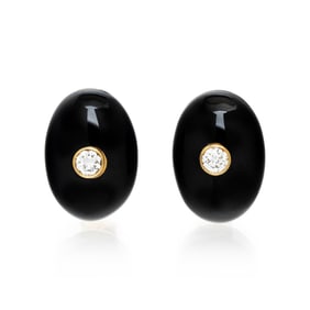 DAVID WEBB, ENAMEL AND DIAMOND EARCLIPS