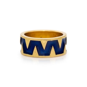 TIFFANY & CO., SCHLUMBERGER, YELLOW GOLD AND ENAMEL RING