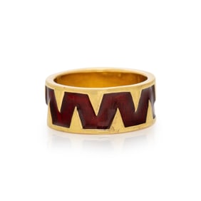 TIFFANY & CO., SCHLUMBERGER, YELLOW GOLD AND ENAMEL RING