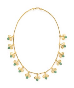 YELLOW GOLD AND AVENTURINE QUARTZ NECKLACE