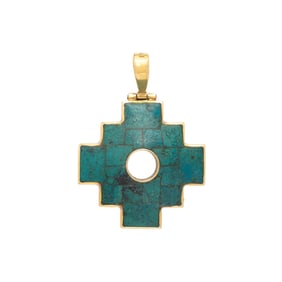 TURQUOISE AND YELLOW GOLD 'CHAKANA' PENDANT