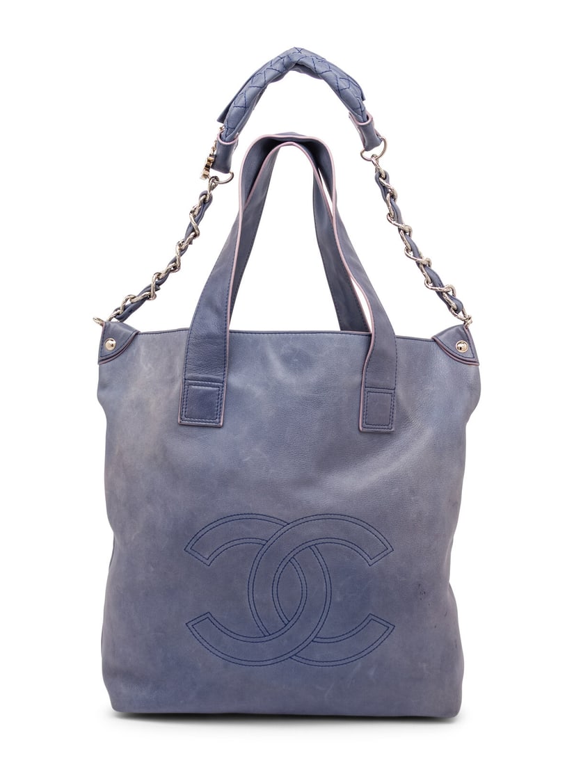 CHANEL, BLUE EDGY LAMBSKIN TOTE (1 of 5)