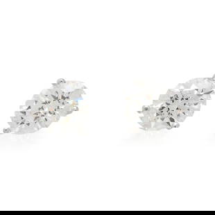 DIAMOND STUD EARRINGS: DIAMOND STUD EARRINGS Round brilliant cut diamonds weighing 1.05 and 1.03 carats. 14 karat white gold. Post stamp: 14K. Gross weight: 0.70 dwt. GIA, 2025, Report No. 2235602741, 1.05 carats, H color,