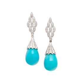 TURQUOISE AND DIAMOND EARRINGS