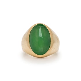 YELLOW GOLD AND JADE RING