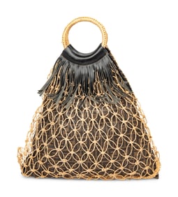 FENDI, MONOGRAM TOTE WITH KNOTTED TWINE