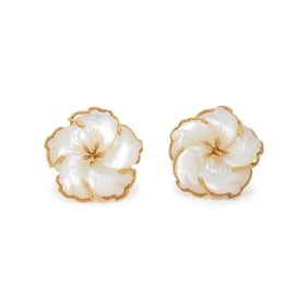 LALALOUNIS, MOTHER-OF-PEARL AND YELLOW GOLD EARRINGS