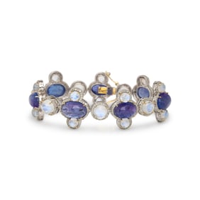 TANZANITE, MOONSTONE, AND DIAMOND BRACELET