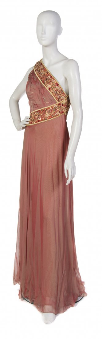 Bill Blass, (American, 1922-2002), Evening Gown and Coa: Bill Blass (American, 1922-2002) Evening Gown and Coat red and green silk chiffon size 6.