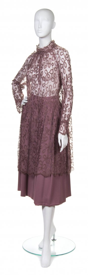 Chloe, (French), Daywear Ensemble: Chloe (French) Daywear Ensemble pink lace and wool no size.