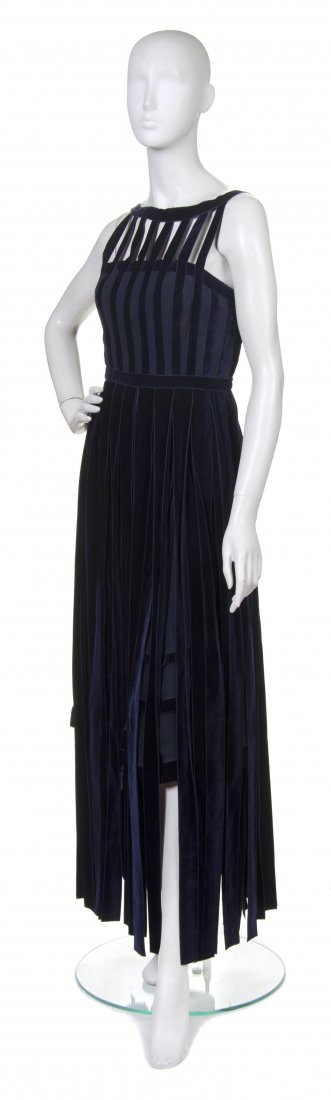 Chloe, (French), Evening Dress: Chloe (French) Evening Dress navy velvet size 42.