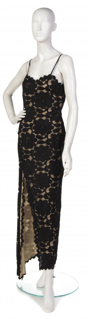 Geoffrey Beene, (American, 1927-2004), Evening Gown and: Geoffrey Beene (American, 1927-2004) Evening Gown and Jacket black lace size 8.