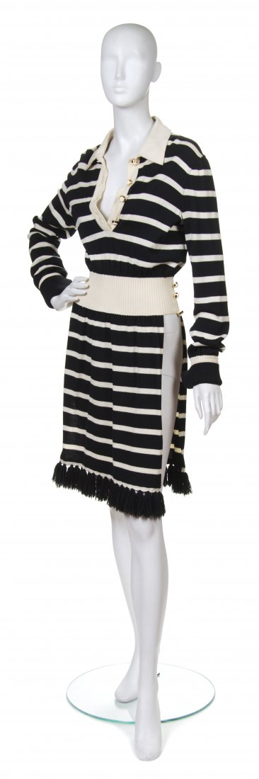 Karl Lagerfeld, (German, b. 1933), Dress: Karl Lagerfeld (German, b. 1933) Dress cream and black wool size 42.