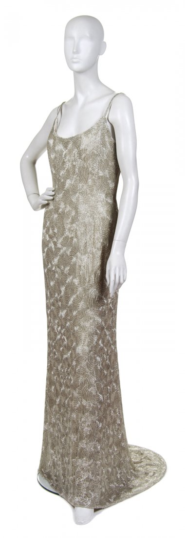 Oscar de la Renta, (Dominican/American, b. 1932), Eveni: Oscar de la Renta (Dominican/American, b. 1932) Evening Gown gold allover beading size 6.