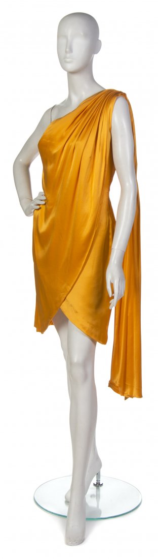 Pierre Balmain, (French, 1914-1982), Cocktail Dress: Pierre Balmain (French, 1914-1982) Cocktail Dress yellow silk size 42.