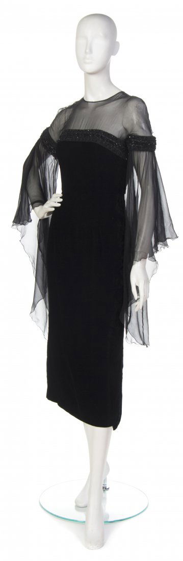 Pierre Balmain, (French, 1914-1982), Evening Dress: Pierre Balmain (French, 1914-1982) Evening Dress black velvet and beading size 40.