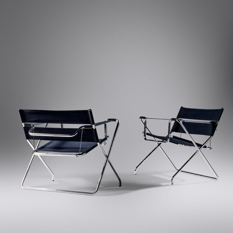 After Marcel Breuer Late 20th Century Pair of Lounge Chairs: After Marcel Breuer Late 20th Century Pair of Lounge Chairs chrome-plated steel, upholstery H 27 3/4 x W 31 x D 22 inches. This lot is located in Chicago. Size H 27 3/4 x