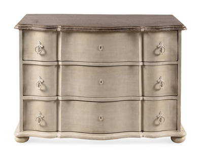 A Swedish Gray-Painted Chest of Drawers: A Swedish Gray-Painted Chest of Drawers 20th Century Height 31 1/2 x width 44 1/2 x depth 23 inches. This lot is located in Chicago. Condition Goo
