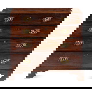A George III Mahogany Chest of Drawers: A George III Mahogany Chest of Drawers Circa 1800 Height 32 x width 35 x depth 18 1/2 inches. Property from the Charlecote Antique Store, Kansas City, Missouri This lot is located in Ch