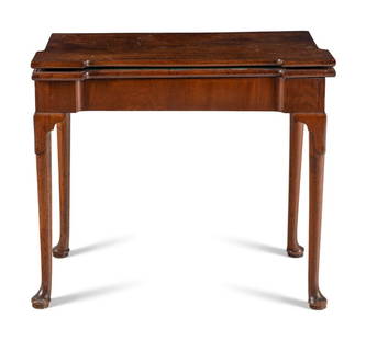 A George III Mahogany Flip-Top Games Table: A George III Mahogany Flip-Top Games Table 18th Century Height 29 x width 33 3/4 x depth 16 1/2 inches (closed). This lot is located in Chicago.